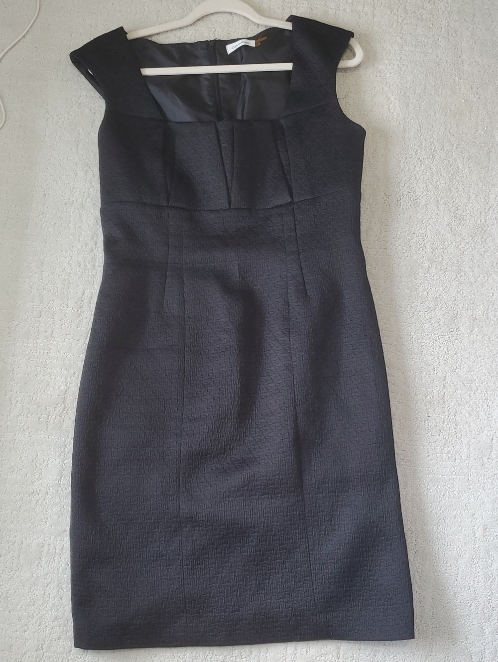 Calvin Klein Black Cap-Sleeve Midi Sheath Dress